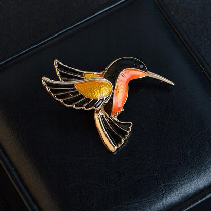 Orange Kolibri Brosche