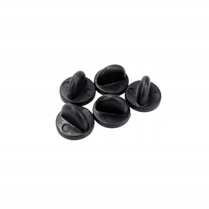 Schwarzer Gummi-Plakettenverschluss – 5er-Set