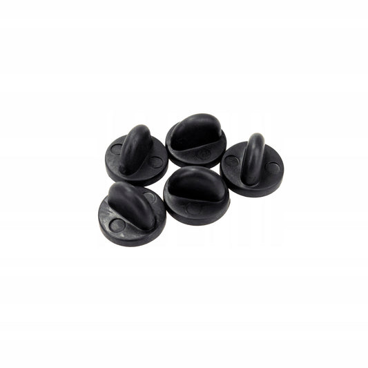 Schwarzer Gummi-Plakettenverschluss – 5er-Set