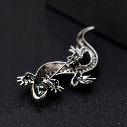 Gecko-Eidechse mit Zirkonia-Brosche