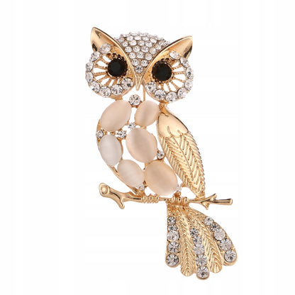 Eule mit Zirkonia - Goldbrosche als Geschenk