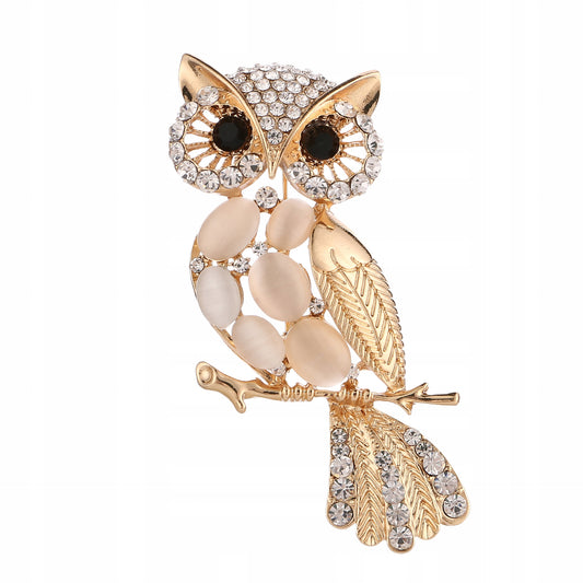 Eule mit Zirkonia - Goldbrosche als Geschenk