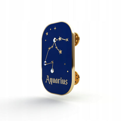 Sternzeichen Wassermann – Zirkon-Anstecker mit 14 Karat Gold veredelt