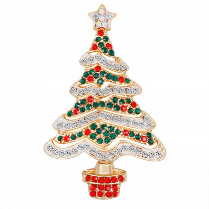 Weihnachtsbaum mit weißer Kette - bunte Weihnachtsbrosche